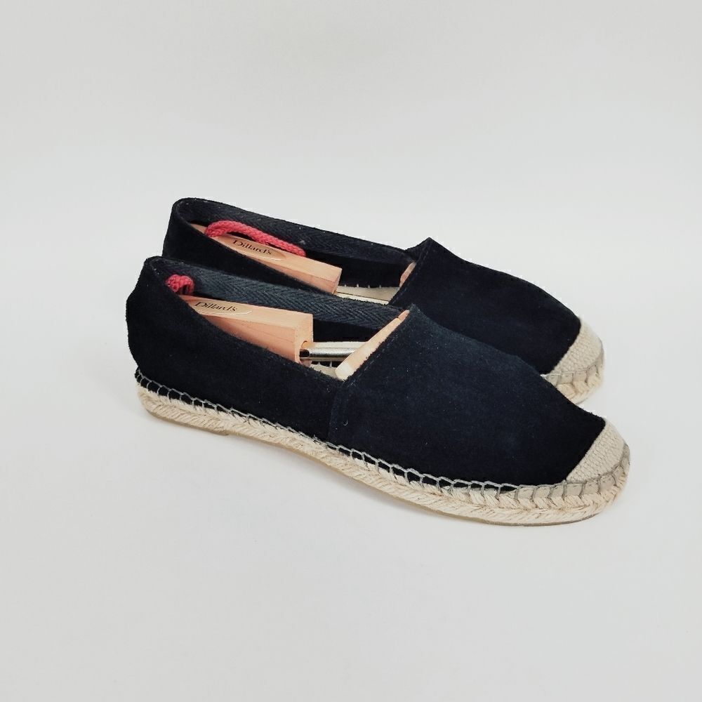 Fabiolas Spain Black Suede Canvas Captoe Espadrilles Flats  Size 9 Bin2